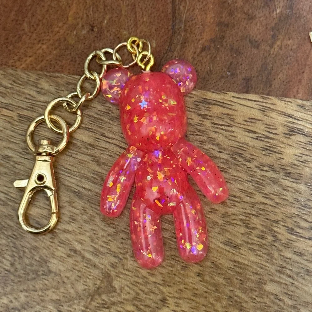 Sparkling pink Bear Keychain for Kids